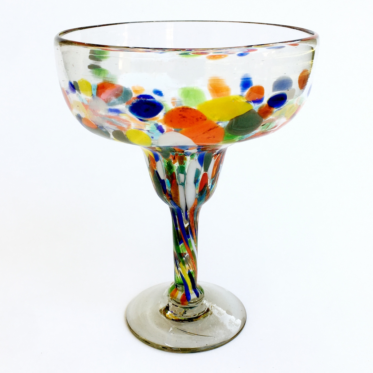MEXICAN GLASSWARE / Clear & Confetti Large 14 oz Margarita Glasses (set of 4)